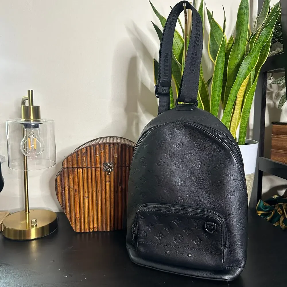 LOUIS VUITTON Racer Slingbag Backpack Monogram Shadow Leather Black